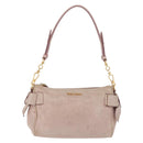 Miu Miu Vittero Shoulder Bag Leather Beige Gold Auth 215807-2