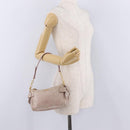 Miu Miu Vittero Shoulder Bag Leather Beige Gold Auth 215807-25