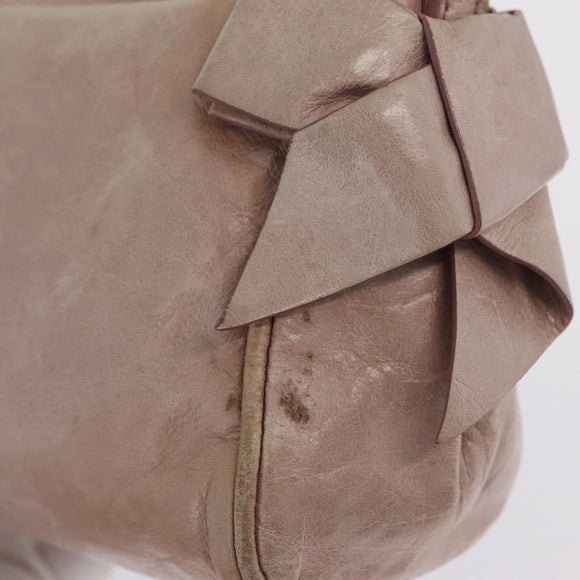 Miu Miu Vittero Shoulder Bag Leather Beige Gold Auth 215807