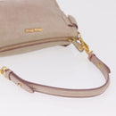 Miu Miu Vittero Shoulder Bag Leather Beige Gold Auth 215807-8