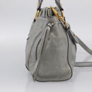 Miu Miu Vittero Hand Bag Leather 2way Gray Gold Auth 215808A-4