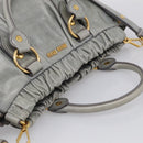 Miu Miu Vittero Hand Bag Leather 2way Gray Gold Auth 215808A-6