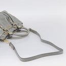 Miu Miu Vittero Hand Bag Leather 2way Gray Gold Auth 215808A-9