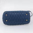 Miu Miu Matelasse Hand Bag Leather Blue Gold Auth 215810A-11