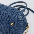 Miu Miu Matelasse Hand Bag Leather Blue Gold Auth 215810A-14