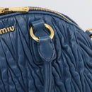 Miu Miu Matelasse Hand Bag Leather Blue Gold Auth 215810A-16
