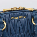 Miu Miu Matelasse Hand Bag Leather Blue Gold Auth 215810A-17