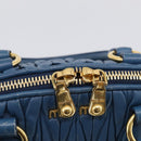 Miu Miu Matelasse Hand Bag Leather Blue Gold Auth 215810A-18
