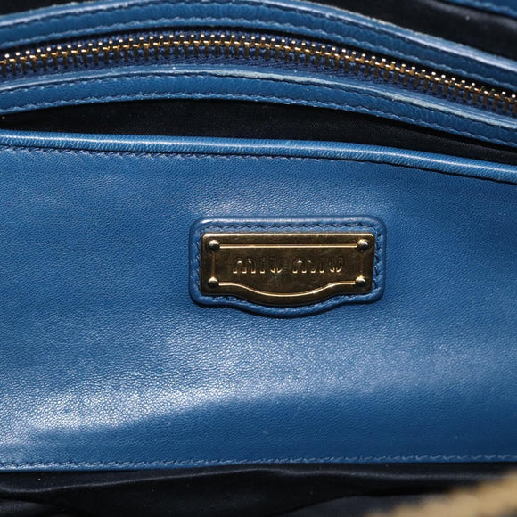Miu Miu Matelasse Hand Bag Leather Blue Gold Auth 215810A