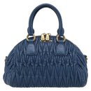 Miu Miu Matelasse Hand Bag Leather Blue Gold Auth 215810A-2