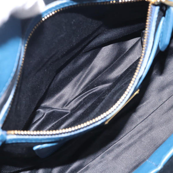 Miu Miu Matelasse Hand Bag Leather Blue Gold Auth 215810A