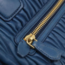 Miu Miu Matelasse Hand Bag Leather Blue Gold Auth 215810A-27