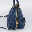 Miu Miu Matelasse Hand Bag Leather Blue Gold Auth 215810A-5