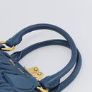 Miu Miu Matelasse Hand Bag Leather Blue Gold Auth 215810A-8