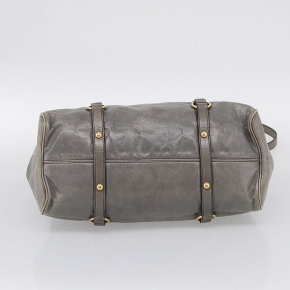Miu Miu Vittero Hand Bag Leather 2way Gray Gold Auth 215811M