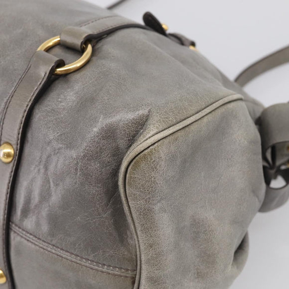 Miu Miu Vittero Hand Bag Leather 2way Gray Gold Auth 215811M