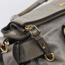 Miu Miu Vittero Hand Bag Leather 2way Gray Gold Auth 215811M-17