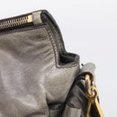 Miu Miu Vittero Hand Bag Leather 2way Gray Gold Auth 215811M-19