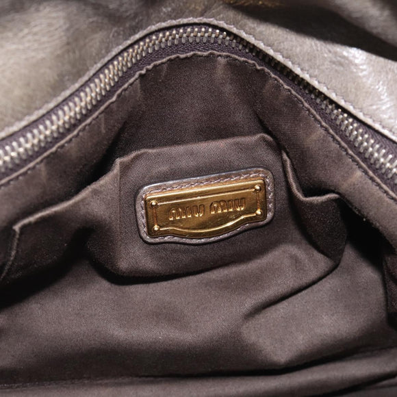 Miu Miu Vittero Hand Bag Leather 2way Gray Gold Auth 215811M