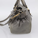Miu Miu Vittero Hand Bag Leather 2way Gray Gold Auth 215811M-5