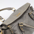 Miu Miu Vittero Hand Bag Leather 2way Gray Gold Auth 215811M-6