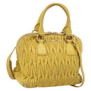 Miu Miu Matelasse Hand Bag Leather Yellow Gold Auth 215815-1