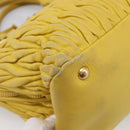 Miu Miu Matelasse Hand Bag Leather Yellow Gold Auth 215815-15