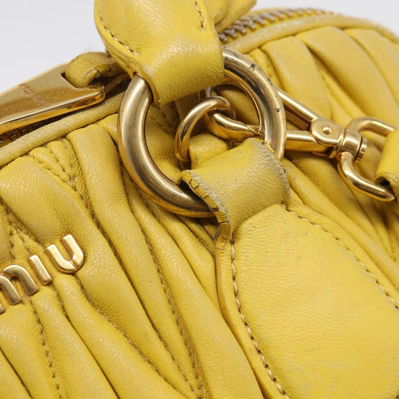 Miu Miu Matelasse Hand Bag Leather Yellow Gold Auth 215815
