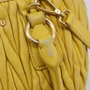 Miu Miu Matelasse Hand Bag Leather Yellow Gold Auth 215815-19
