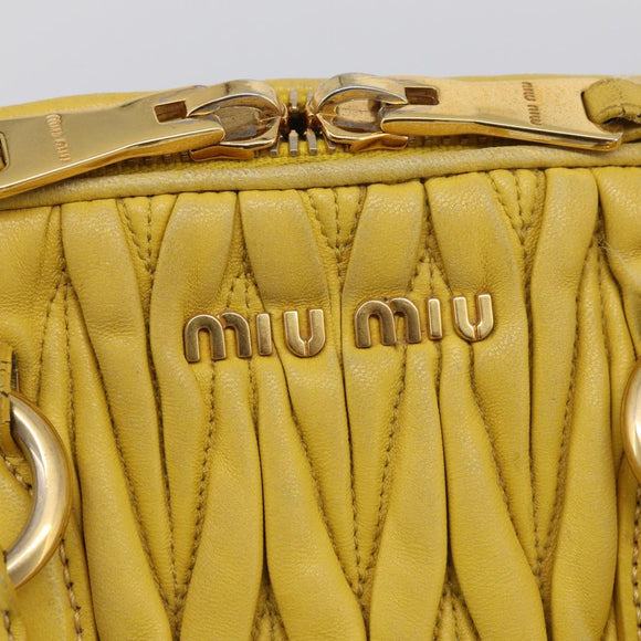 Miu Miu Matelasse Hand Bag Leather Yellow Gold Auth 215815