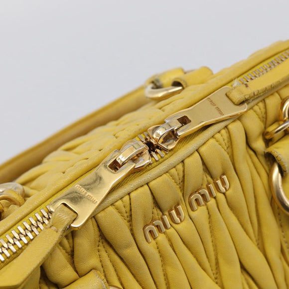 Miu Miu Matelasse Hand Bag Leather Yellow Gold Auth 215815