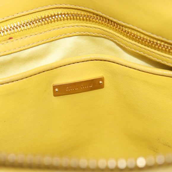 Miu Miu Matelasse Hand Bag Leather Yellow Gold Auth 215815