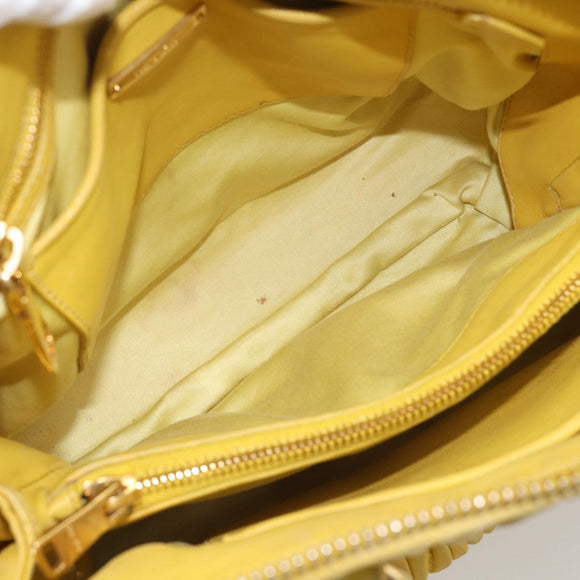 Miu Miu Matelasse Hand Bag Leather Yellow Gold Auth 215815
