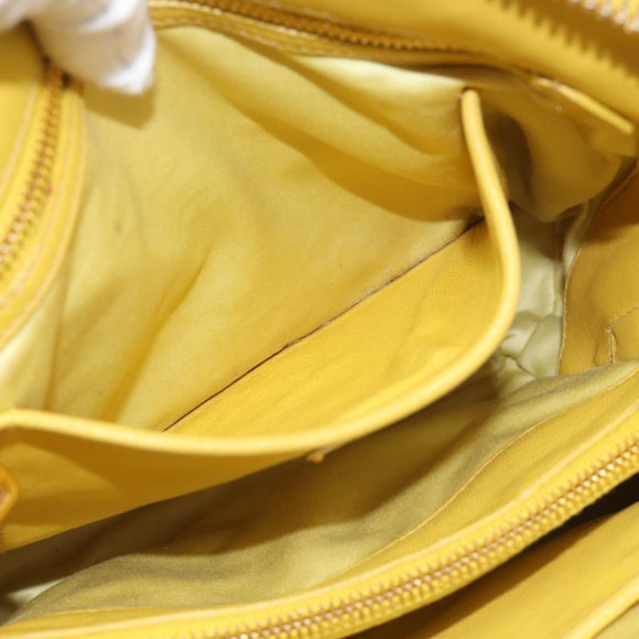 Miu Miu Matelasse Hand Bag Leather Yellow Gold Auth 215815