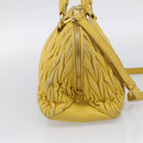 Miu Miu Matelasse Hand Bag Leather Yellow Gold Auth 215815-4