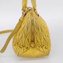 Miu Miu Matelasse Hand Bag Leather Yellow Gold Auth 215815-5