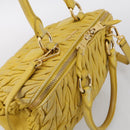 Miu Miu Matelasse Hand Bag Leather Yellow Gold Auth 215815-6
