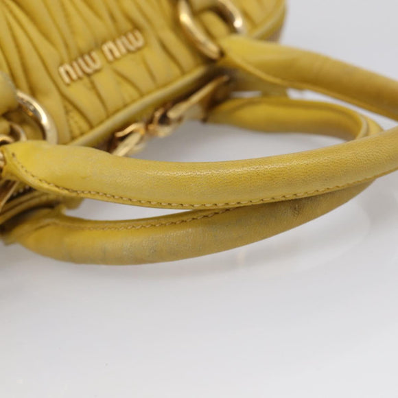 Miu Miu Matelasse Hand Bag Leather Yellow Gold Auth 215815