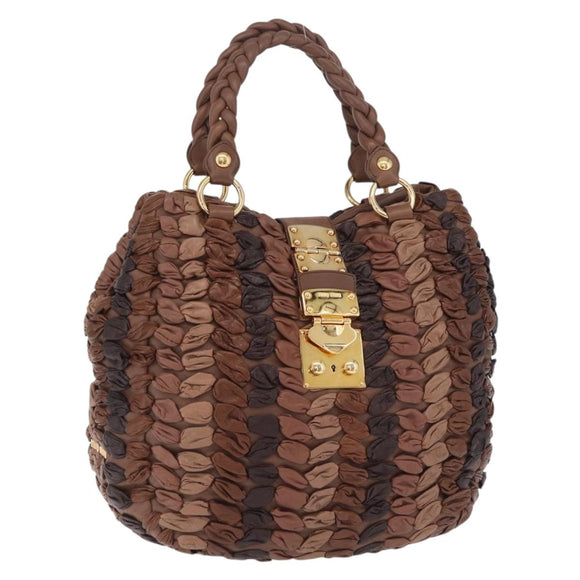 Miu Miu Hand Bag Leather Brown Gold Auth 215827V