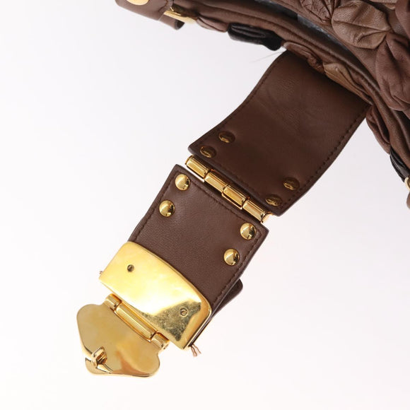Miu Miu Hand Bag Leather Brown Gold Auth 215827V