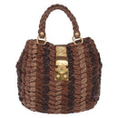 Miu Miu Hand Bag Leather Brown Gold Auth 215827V-2