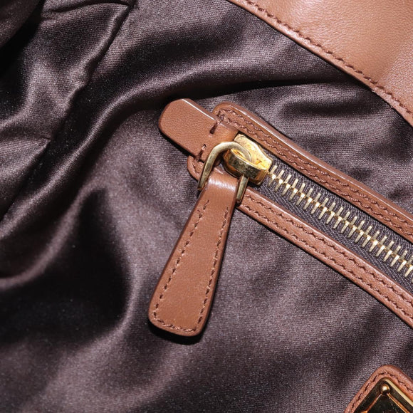 Miu Miu Hand Bag Leather Brown Gold Auth 215827V
