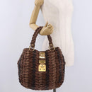 Miu Miu Hand Bag Leather Brown Gold Auth 215827V-24
