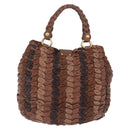 Miu Miu Hand Bag Leather Brown Gold Auth 215827V-3