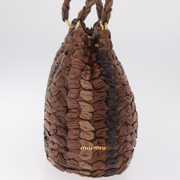 Miu Miu Hand Bag Leather Brown Gold Auth 215827V