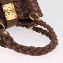Miu Miu Hand Bag Leather Brown Gold Auth 215827V-7