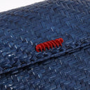FENDI Macaroni Hand Bag Raffia Blue Gold Auth 215828A-16