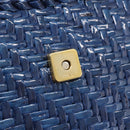 FENDI Macaroni Hand Bag Raffia Blue Gold Auth 215828A-19
