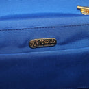 FENDI Macaroni Hand Bag Raffia Blue Gold Auth 215828A-20