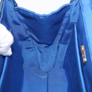FENDI Macaroni Hand Bag Raffia Blue Gold Auth 215828A-23